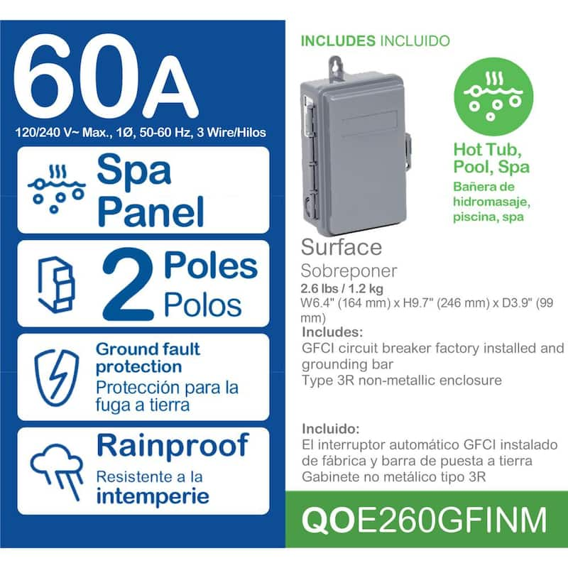 QO 60 Amp 2-Space 4-Circuit Spa Panel Main Lug Load Center(QOE260GFINM)