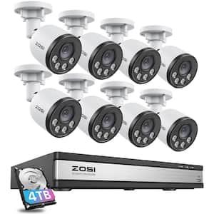 16-Channel POE 4TB NVR Security Camera System with 8 4MP Wired Bullet Cameras, 100 ft. Night Vision