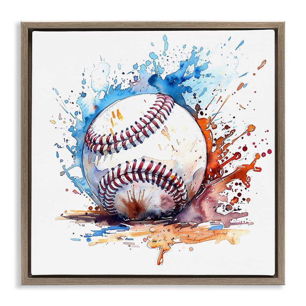 Baseball Chromatic Splash by LSR Design Studio Brown Floater Frame Sports Graphic Art Print 25 in. x 25 in. price history on PriceWatchPro