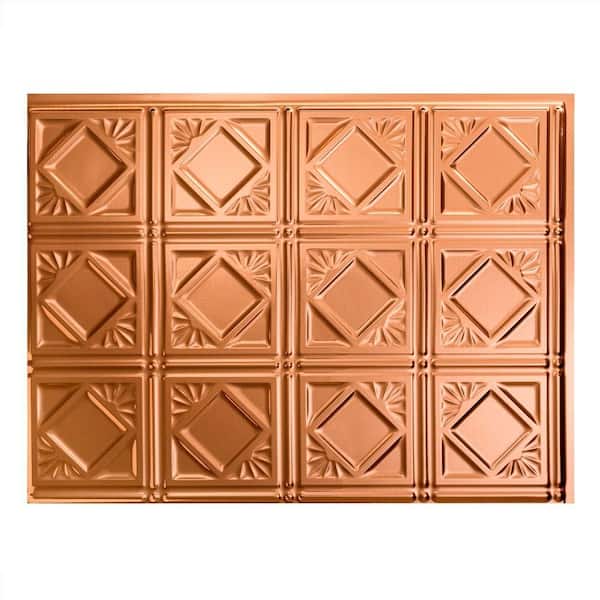 Fasade 18.25 in. x 24.25 in. Polished Copper Traditional Style # 4 PVC Decorative Backsplash Panel