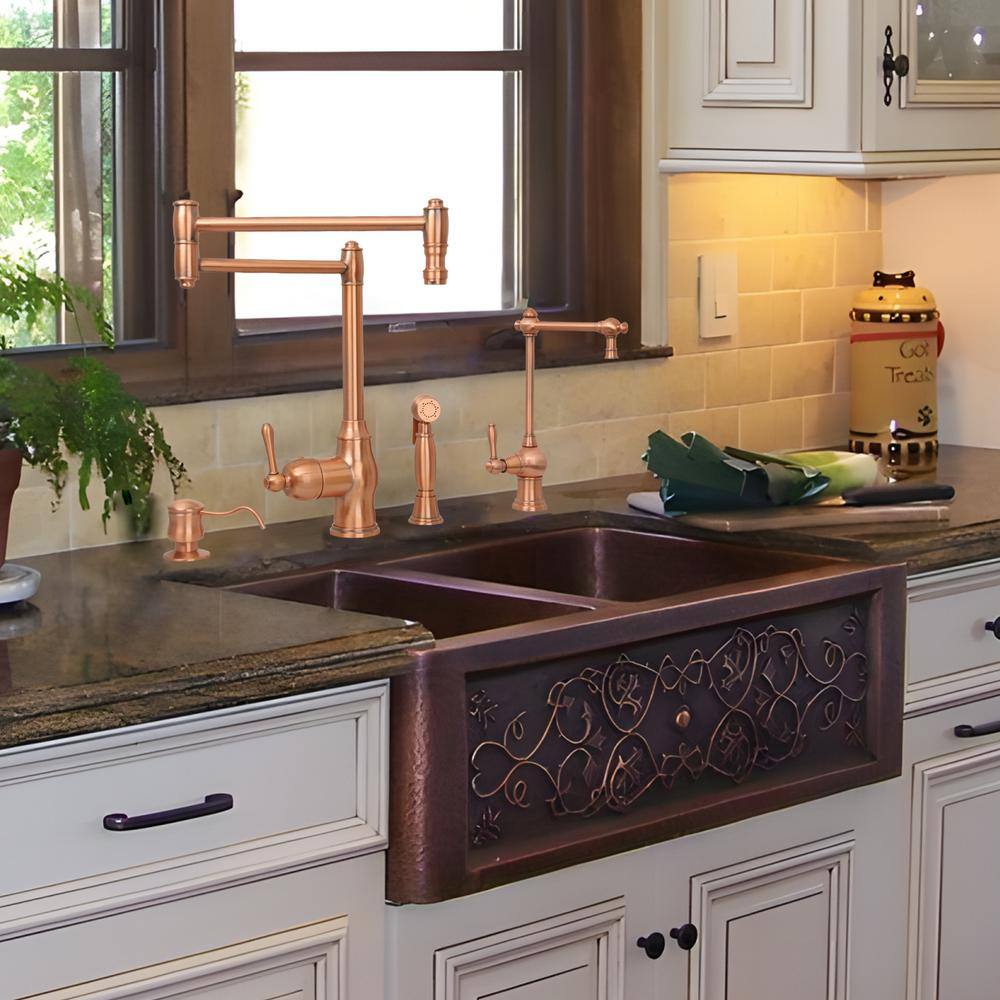 Brushed Copper Single Handle Pot Filler Faucet with Side Spray