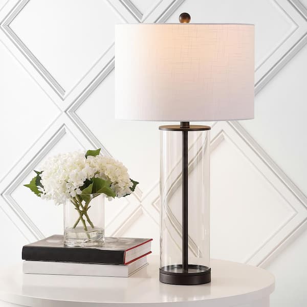 JONATHAN Y Collins 29 in. Oil Rubbed Bronze Glass LED Table Lamp