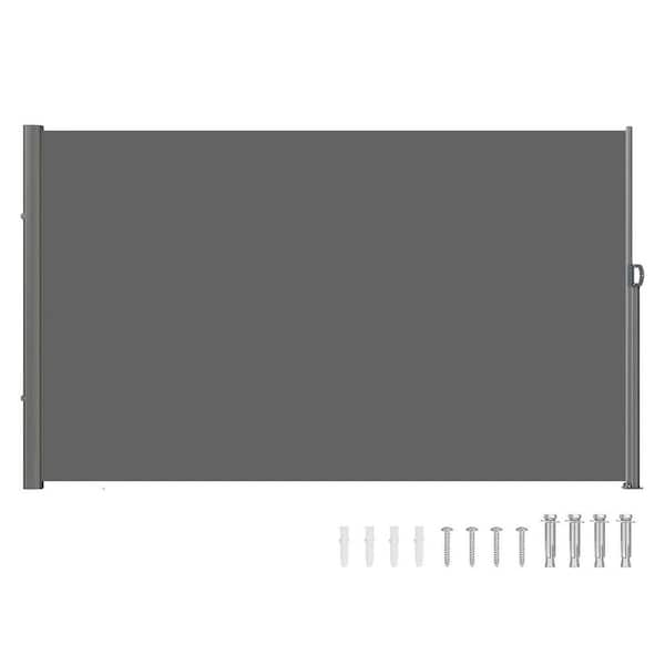 118 x 71 in. Side Awning, Iron Patio Retractable Side Screen Awning, Sun Shade Privacy Divider Screen