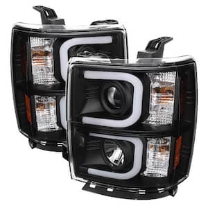 Chevy Silverado 1500 14-15 Projector Headlights - Light Bar DRL - Black - High H1 (Included) - Low H7 (Included)