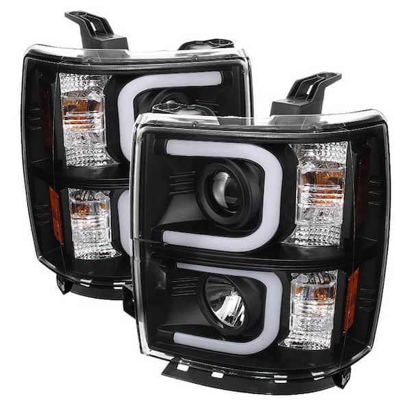 Spyder Auto Chevy Silverado 1500 14-15 Projector Headlights - Light Bar DRL - Black - High H1 (Included) - Low H7 (Included)