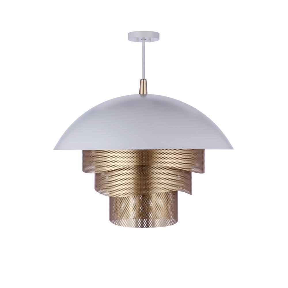 Matte White and Gold LED Dome Pendant Light
