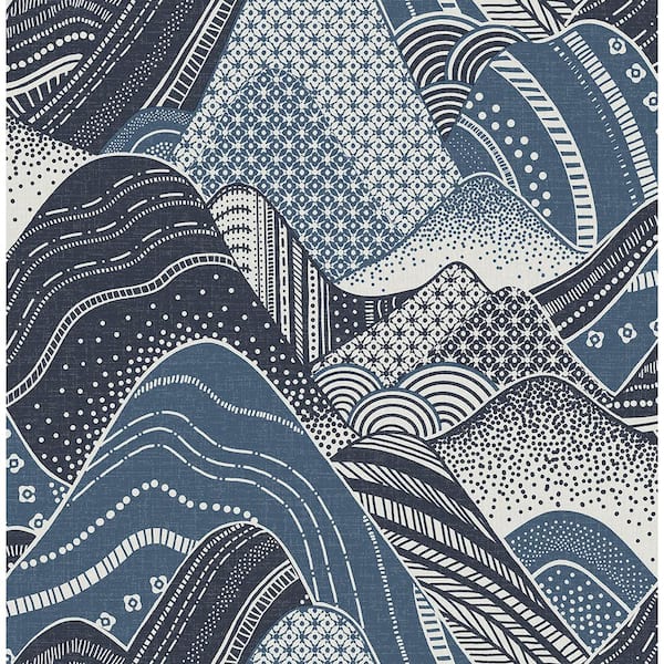 A-Street Prints Meru Navy Mountain Paper Strippable Roll (Covers 56.4 sq. ft.)