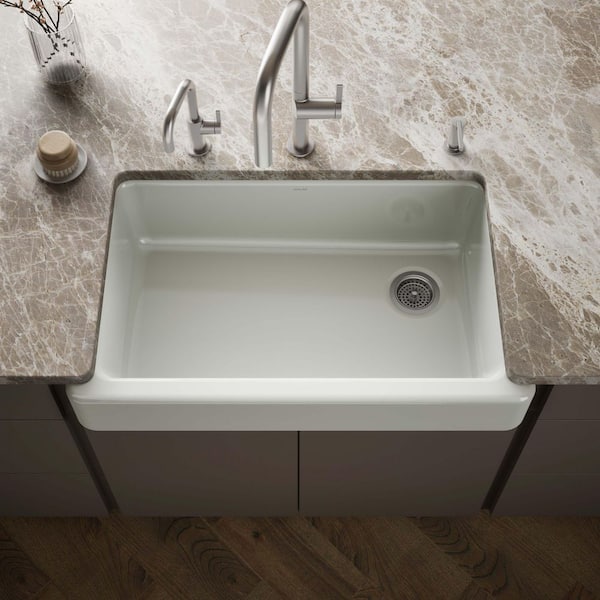 Whitehaven Farmhouse Apron-Front Cast Iron 36 in. Single Basin Kitchen Sink in Sea Salt