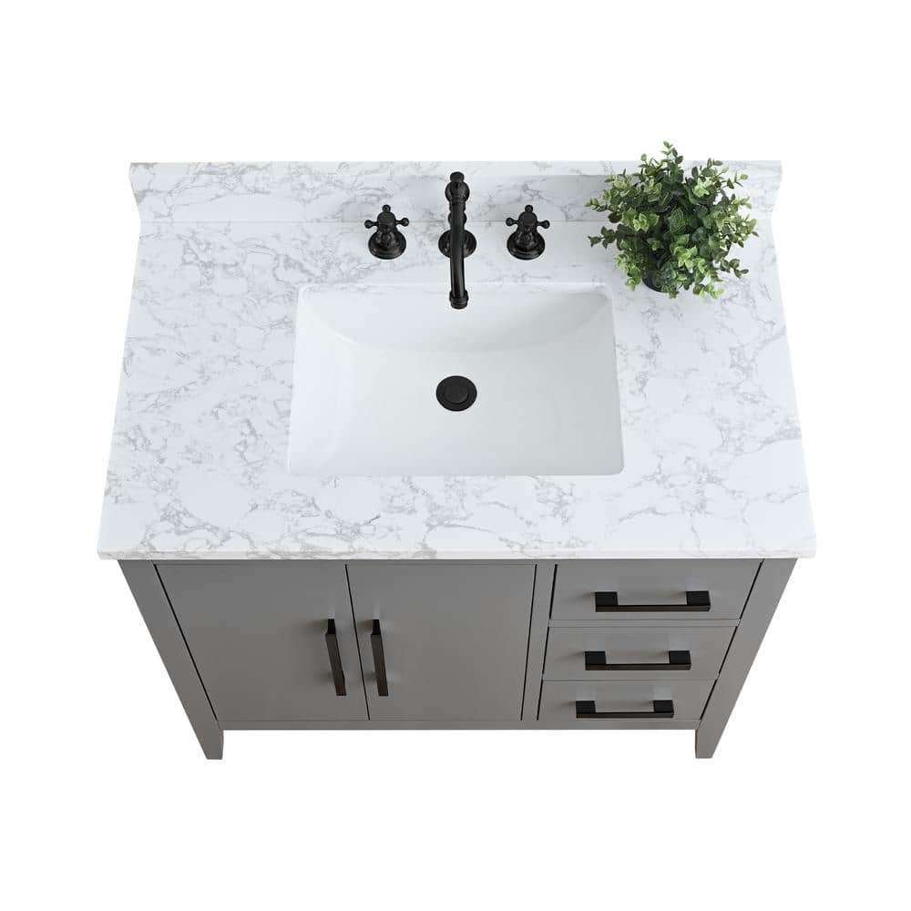 Cashmere Gray 36" Single Sink Bathroom Vanity with Marble Top