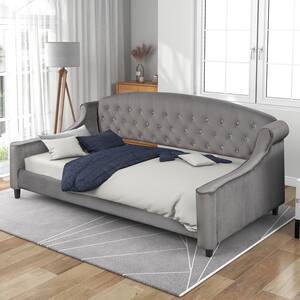 Gray Twin Modern Luxury Tufted Button Daybed