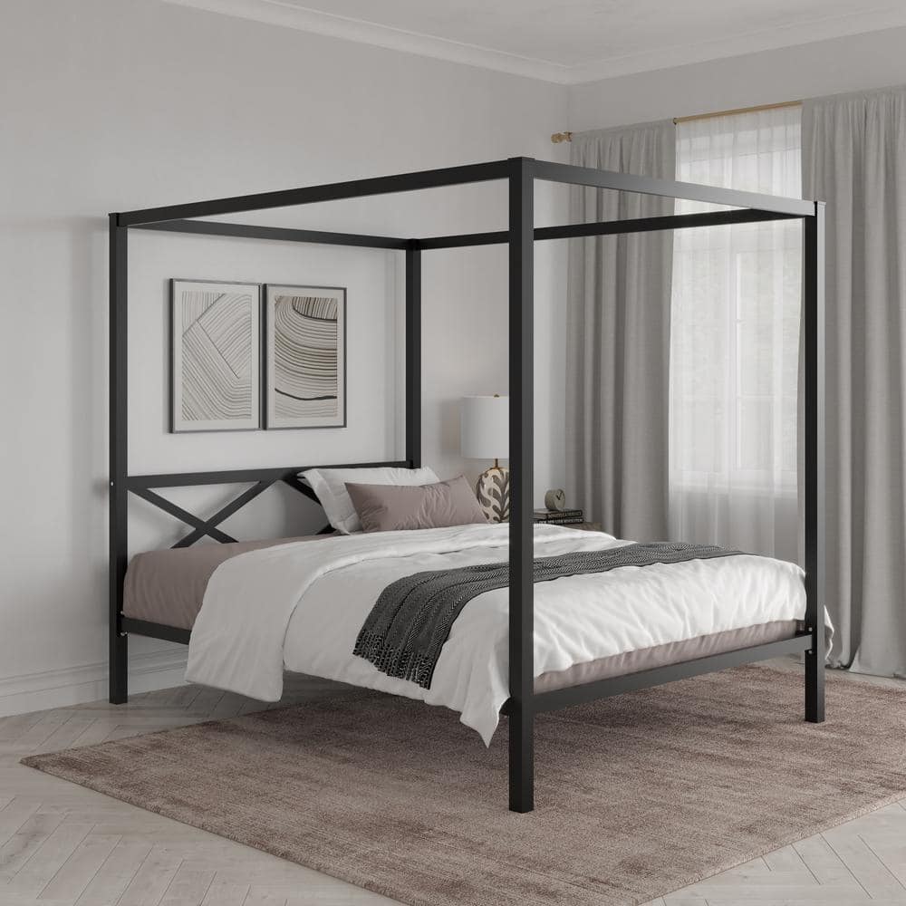 DHP DHP Otto Queen Metal Canopy Bed, Black DE52528 - The Home Depot