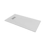 60 in. L x 32 in. W x 1.125 in. H Solid Composite Stone Shower Pan Base with L/R Drain in White Slate