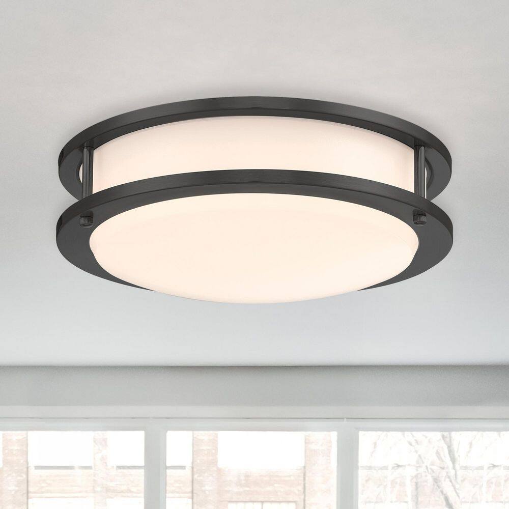 DC Series 12 in. Modern Matte Black Selectable 5 CCT Integrated LED Flush Mount for Bedrooms, 2-Pack price history on PriceWatchPro