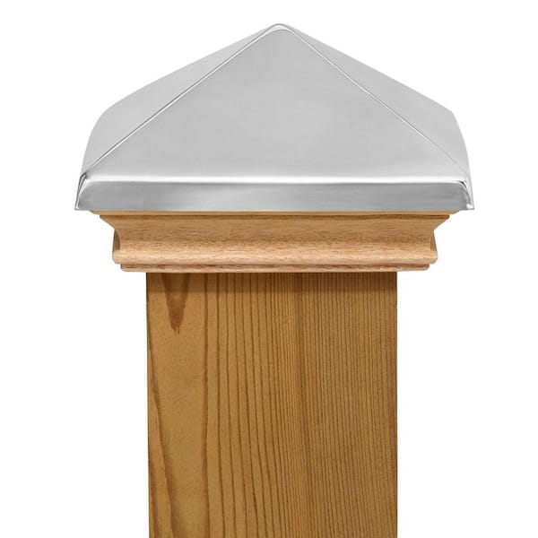Protectyte Miterless 4 in. x 4 in. Untreated Wood Slip Over Fence Post Cap with Stainless Steel Pyramid