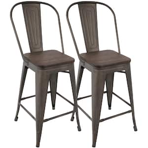 Oregon 39.5 in. Antique and Espresso High Back Counter Stool (Set of 2)