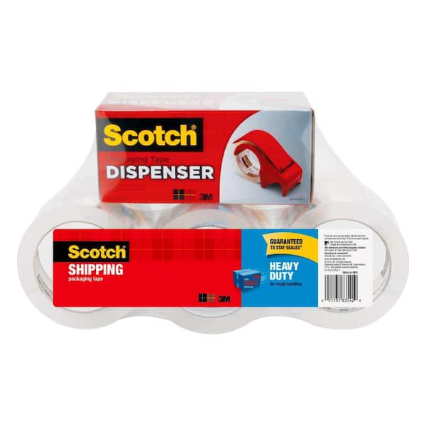 Scotch 1.88 in. x 163.8 ft. Heavy Duty Shipping Packaging Tape with Dispenser (6-Rolls/Pack)