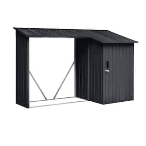 8.86 ft. x 3.44 ft. Outdoor Steel Firewood Rack and Metal Storage Shed(30 sq. ft. )