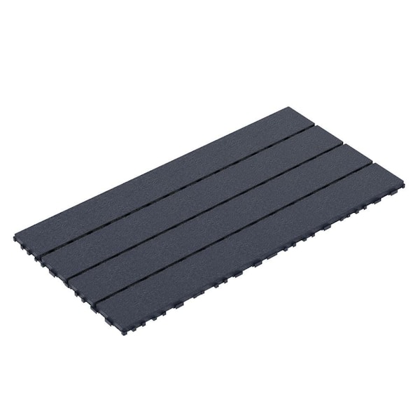 Floor Paver 24 in. x 12 in. Plastic DIY Interlocking PatioDeck Tiles 0.8 in. H All Weather Use in Gray(24-Pack)
