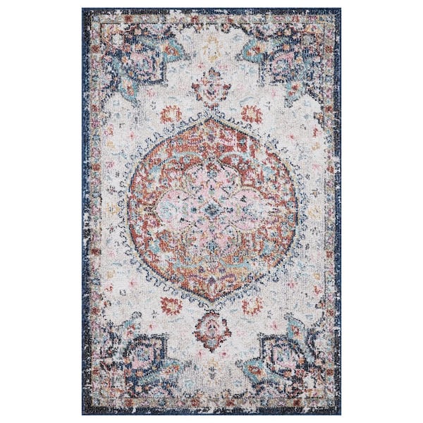 Concord Global Trading Vintage Collection Florence Ivory 3 ft. x 4 ft. Medallion Area Rug