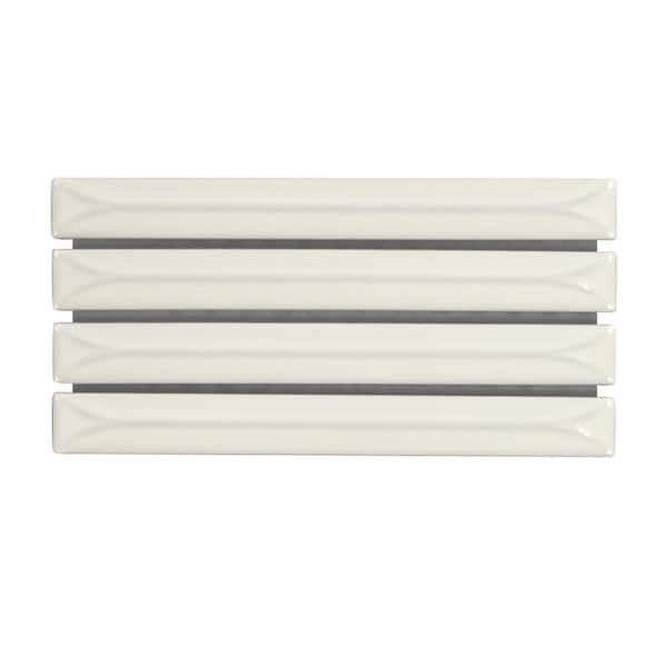 Stacked White 6 in. x 6 in. Glossy Porcelain Wall Mosaic Tile Kit Kat Finger Tile (0.25 sq. ft. /Case)