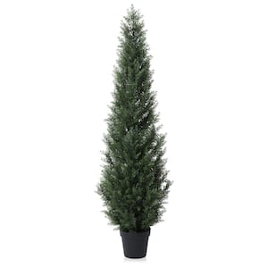 5 ft. Artificial Indoor/Outdoor Topiary Cedar Tree, Artificial Christmas Tree, Fake UV Resistant Potted Plants(Set of 1)