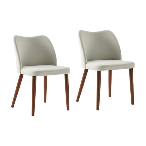 JAYDEN CREATION Eliseo Grey Modern Upholstered Dining Chair with Solid Wood Legs Set of 2