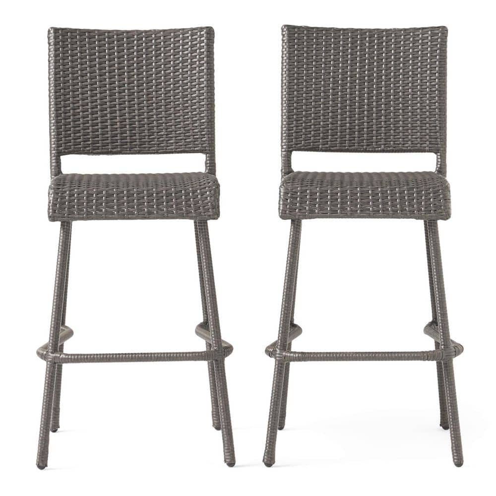 Gray PE Rattan Armless Bar Stools for Garden, Patio (2-Pack) price history on PriceWatchPro