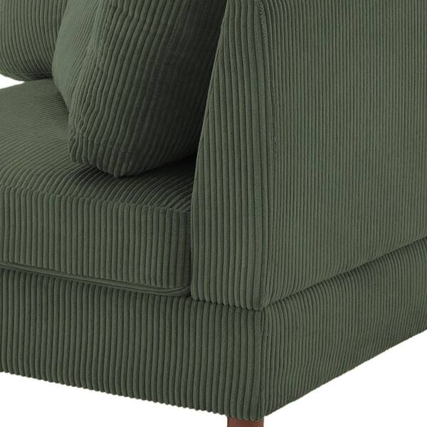 Uixe Green Corduroy Fabric Left Arm Facing Sectional Corner Arm