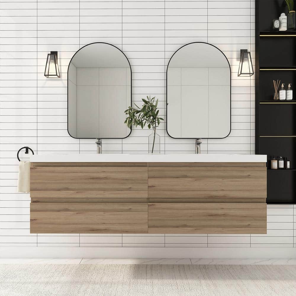 72 in. w x 19.5 in. D x 20.5 in. H Wall-Mounted Bath Vanity in F. Oak with 
