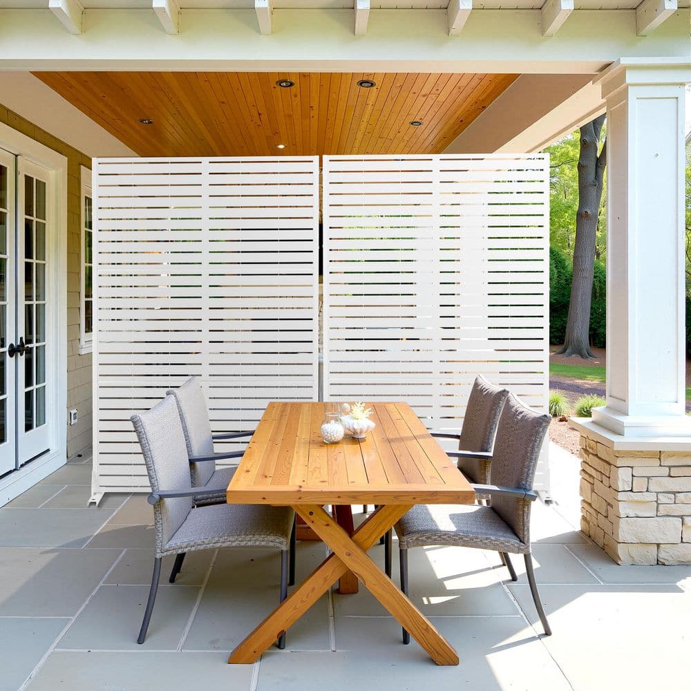 TUYOHW 72 in. H x 47 in.W Metal Privacy Screen for Deck Patio