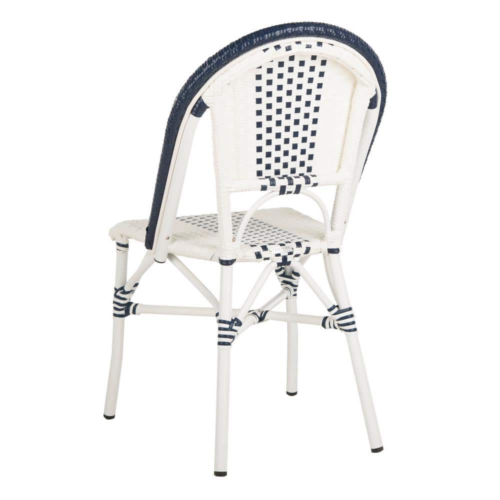 Zoya 18" Navy and White Wicker Side Chairs, Set of 2