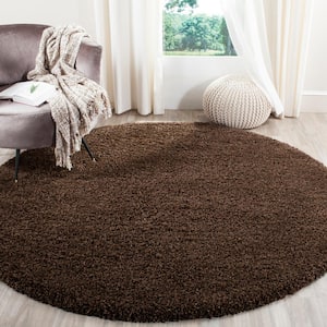 Santa Monica Shag Brown 7 ft. x 7 ft. Round Solid Area Rug