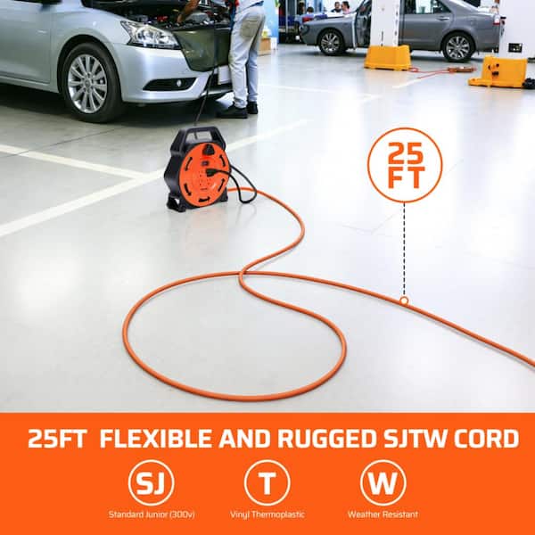 DEWENWILS 25 ft. 16 / 3 AWG SJTW 13 Amp Hand Wind Retractable