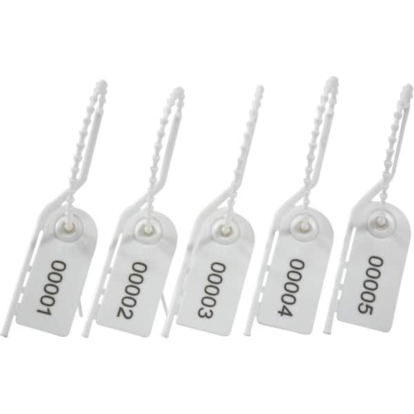 Unbranded Plastic Security Seals Numbered Tamper Proof Tags Pull Tite Breakable Tags Anti-Tamper for Fire Ex tinguisher White