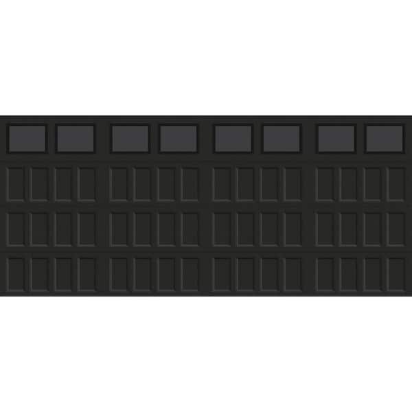 Clopay Bridgeport Steel Narrow Panel 16ft. X 7ft. Insulated 18.4 R-Value Matte Lustra Black Garage Door with plain windows