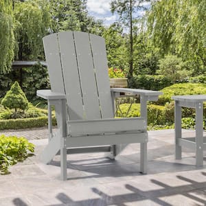 Light Gray Weather Resistant HIPS Plastic Adirondack Chair for Outdoors (1-Pack)