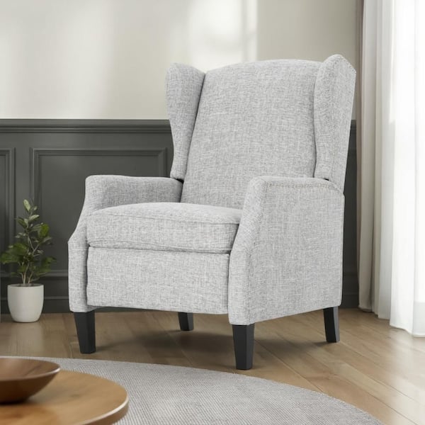 Benjara Nora Gray Fabric Glider Manual Recliner Chair