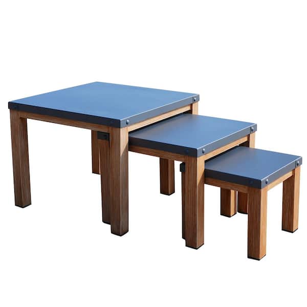 moda furnishings Edington Teak Square Aluminum Outdoor Coffee Table