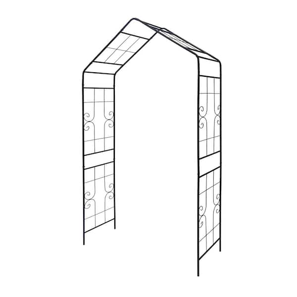 Sudzendf 56.3 in. x 16.93 in. Black Metal Garden Trellis, Rustproof Trellis, Climbing Plants Support
