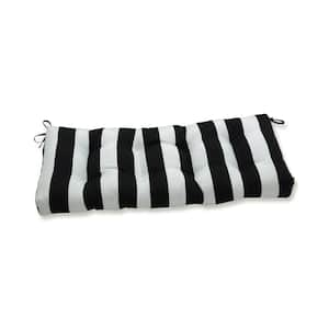 Striped Rectangular Outdoor Bench Cushion in Black