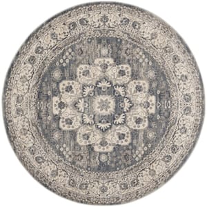 Concerto Grey/Ivory 5 ft. x 5 ft. Center medallion Traditional Round Area Rug