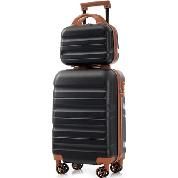 Tatahance 4-Piece Black and Brown ABS Hardside Lightweight Luggage