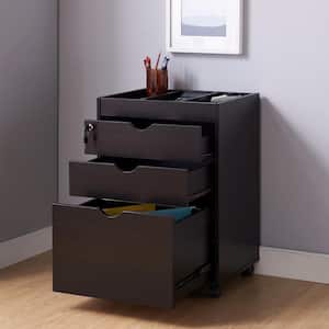 Sabant Espresso Mobile Decorative Vertical File Cabinet With Locking Drawers