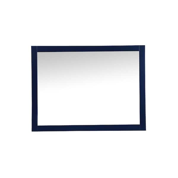 Unbranded Timeless Home 48 in. W x 36 in. H Modern Wood Framed Rectangle Blue Mirror