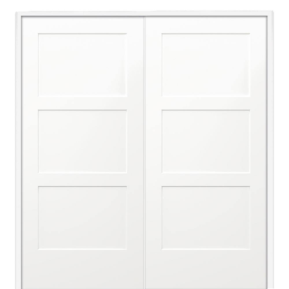 MMI Door 56 in. x 80 in. Birkdale Primed BiParting Solid Core Molded