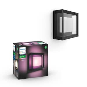Econic Outdoor Smart Color Changing Square Wall Light Lantern with Integrated LED (1-Pack)