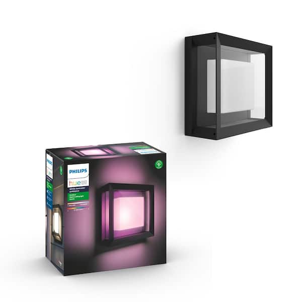 Philips Hue Econic Outdoor Smart Color Changing Square Wall Light Lantern  with Integrated LED (1-Pack) 1743830V7 - The Home Depot