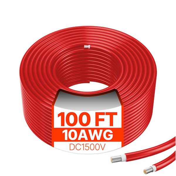 100 ft. Solar Extension Cable, 10 AWG Wire with MC4 Connectors, IP67 Waterproof, Red for RV, Marine and Solar Systems