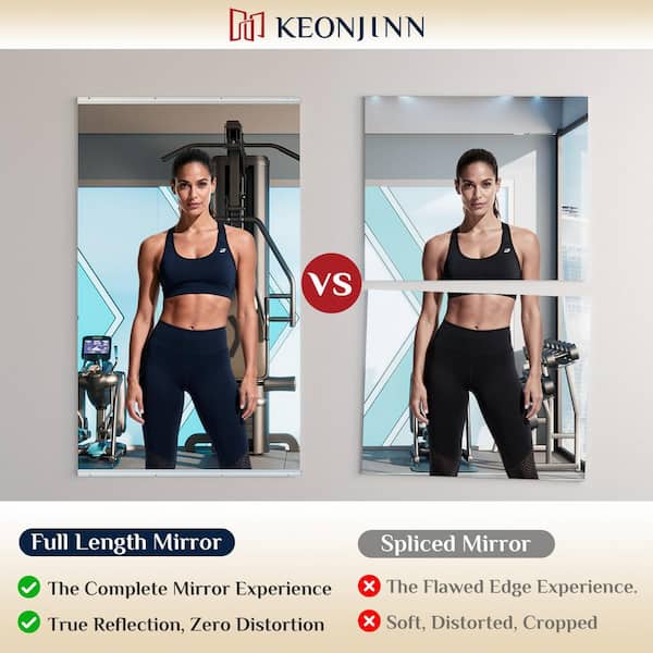 KeonJinn 72 in. W x 36 in. H Rectangular Frameless Wall Mirror Gym
