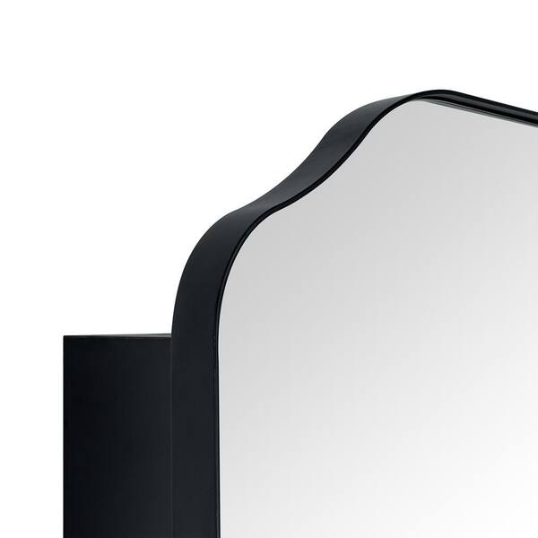 TEHOME 18 in. W x 26 in. H Arched Metal Rectangular Recessed and Surface Mount Medicine Cabinet with Mirror in Matt Black